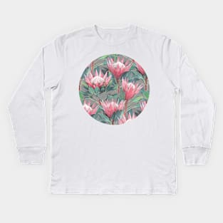 Painted King Proteas on Cream Kids Long Sleeve T-Shirt